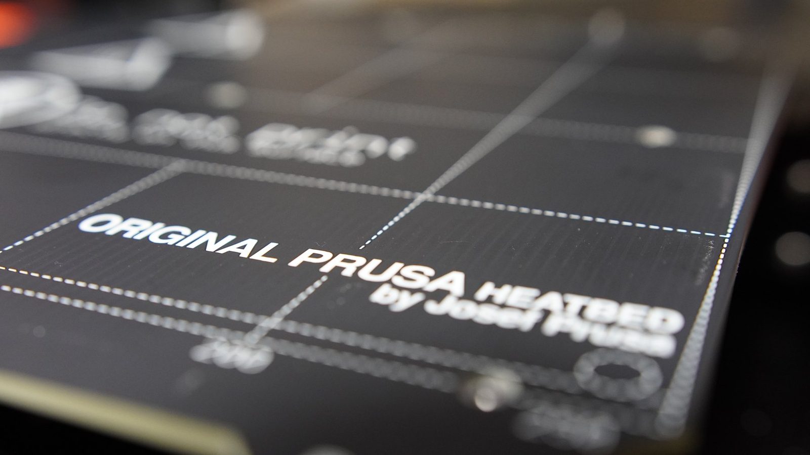 Close-up of the Original Prusa heated bed.