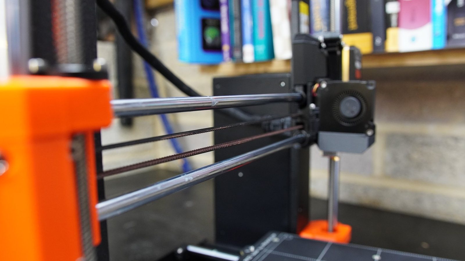 Prusa MK4 frame and print head during the build.