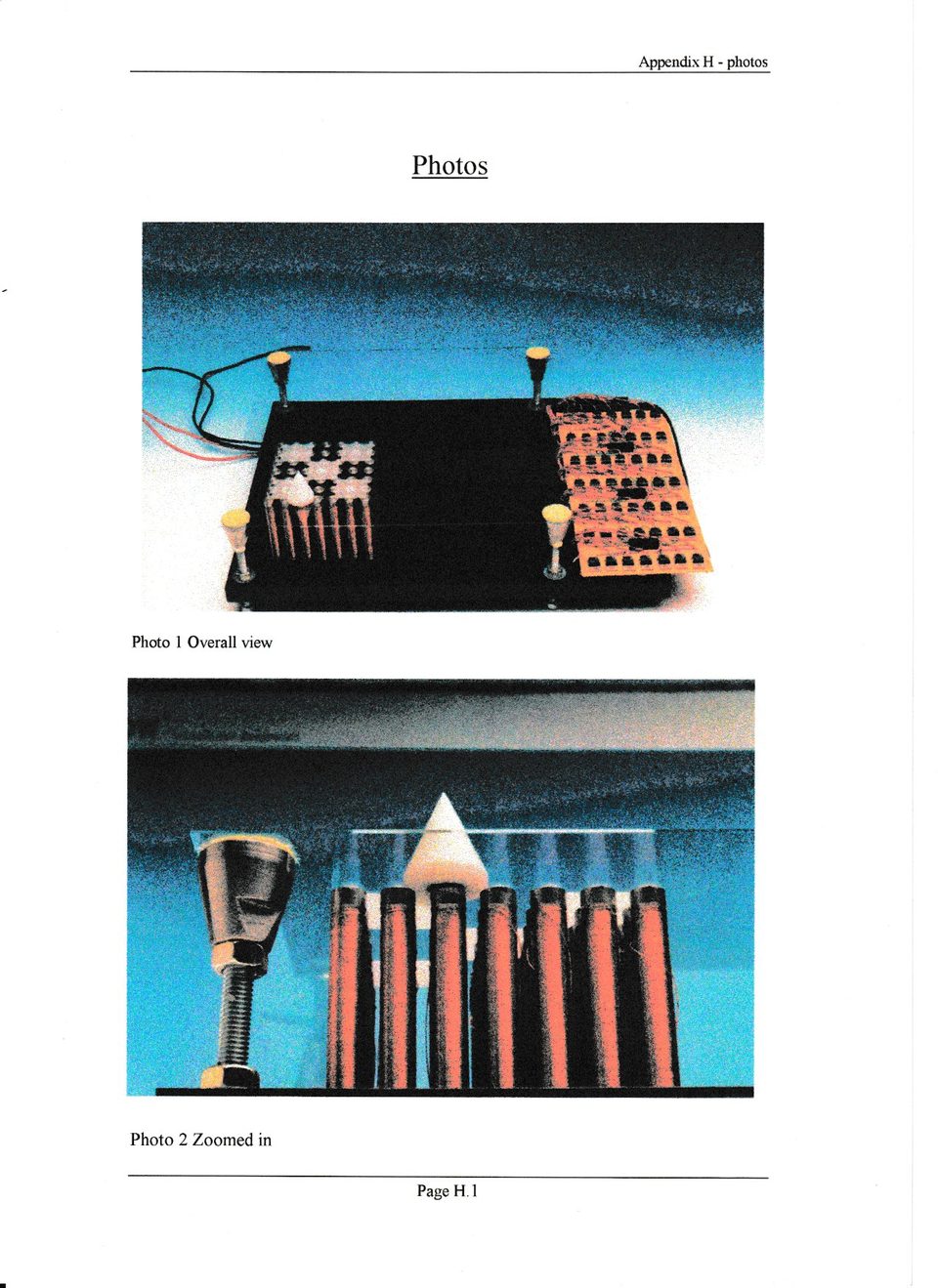 Scanned report page showing photos of the robotic chessboard and its electromagnet array.