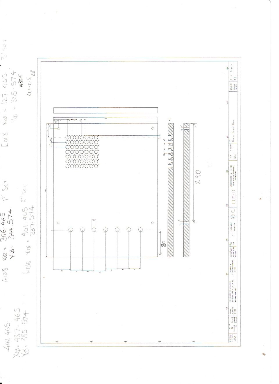 Full scanned drawing sheet for the robotic chessboard base.