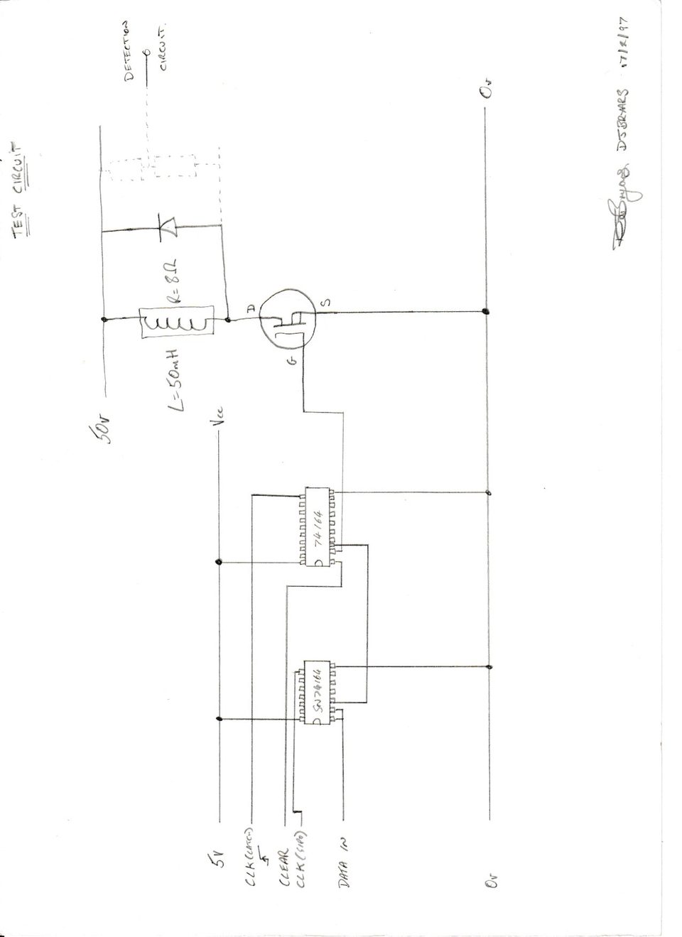Scanned hand-drawn circuit page for the robotic chessboard electromagnet driver.