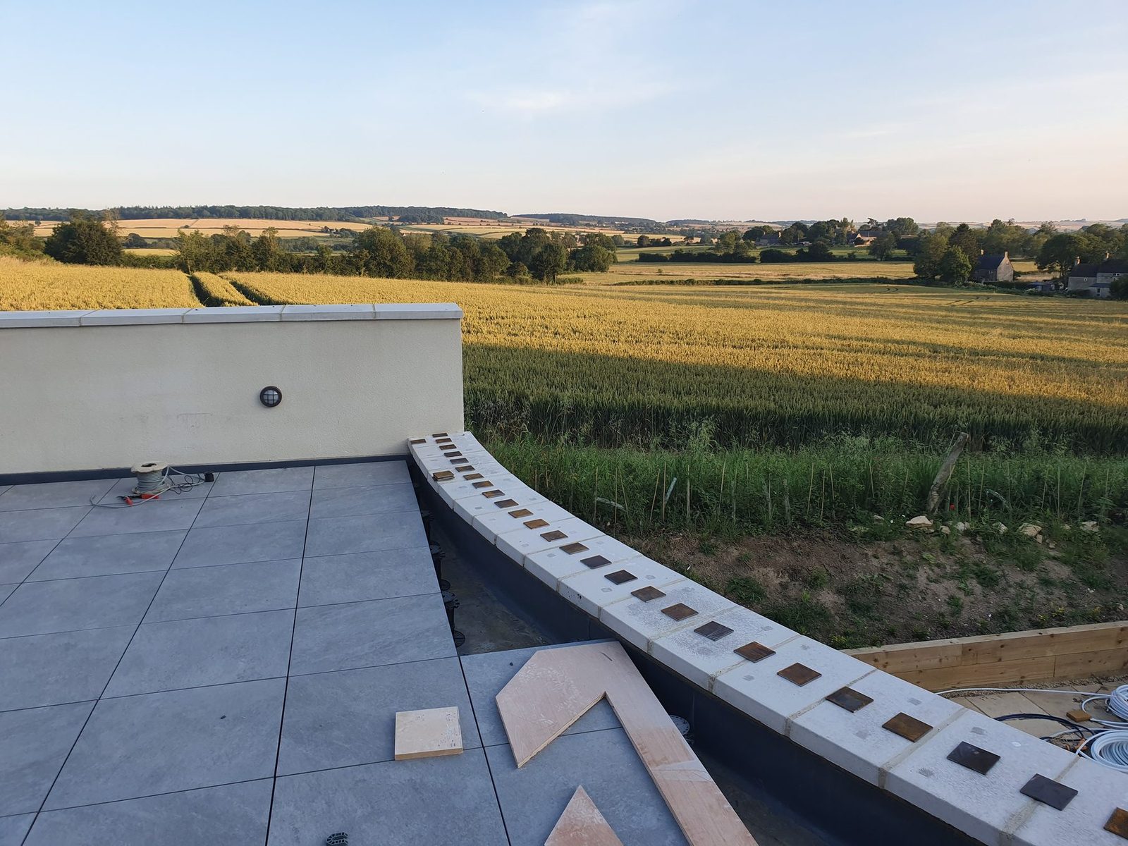 Terrace wall layout before the balustrade was installed.