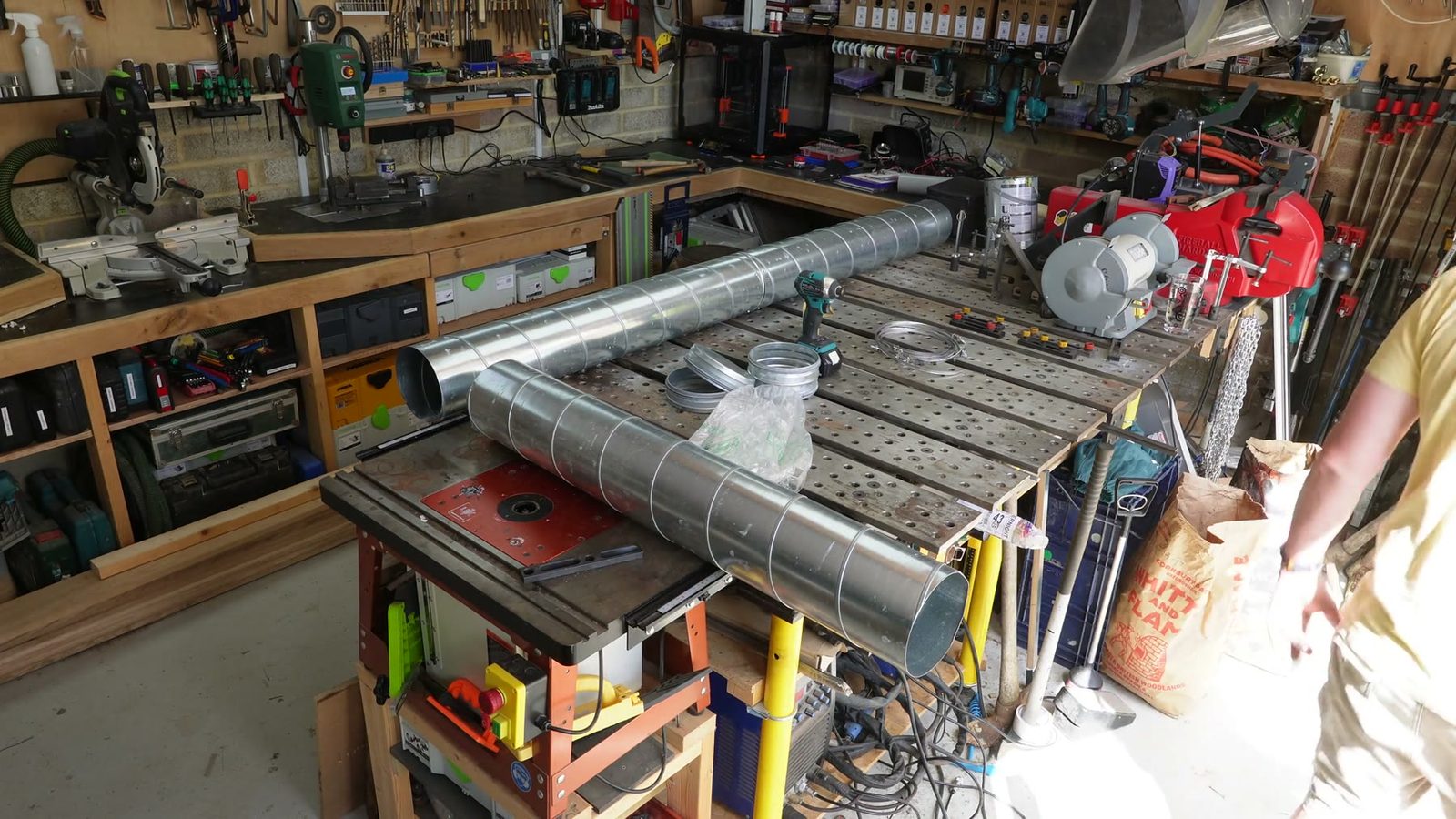 Daniel building the long steam box on the workshop bench.