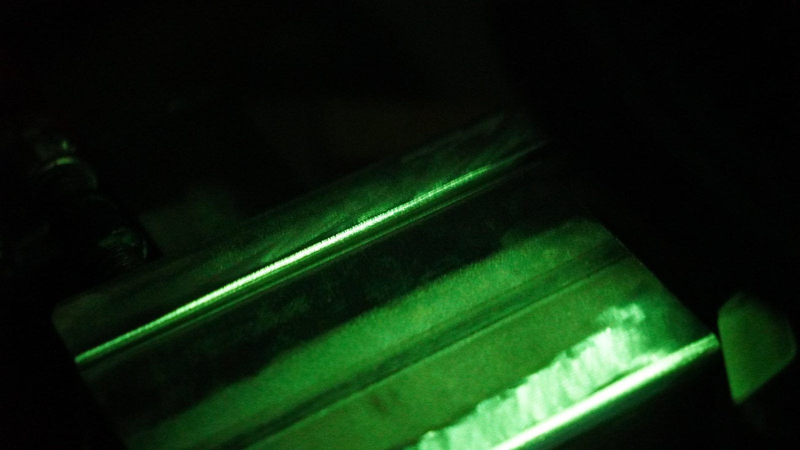 Green filtered welding image from the drift trike build.
