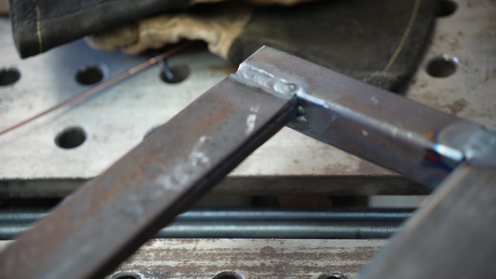 Finished weld detail on the drift trike frame.