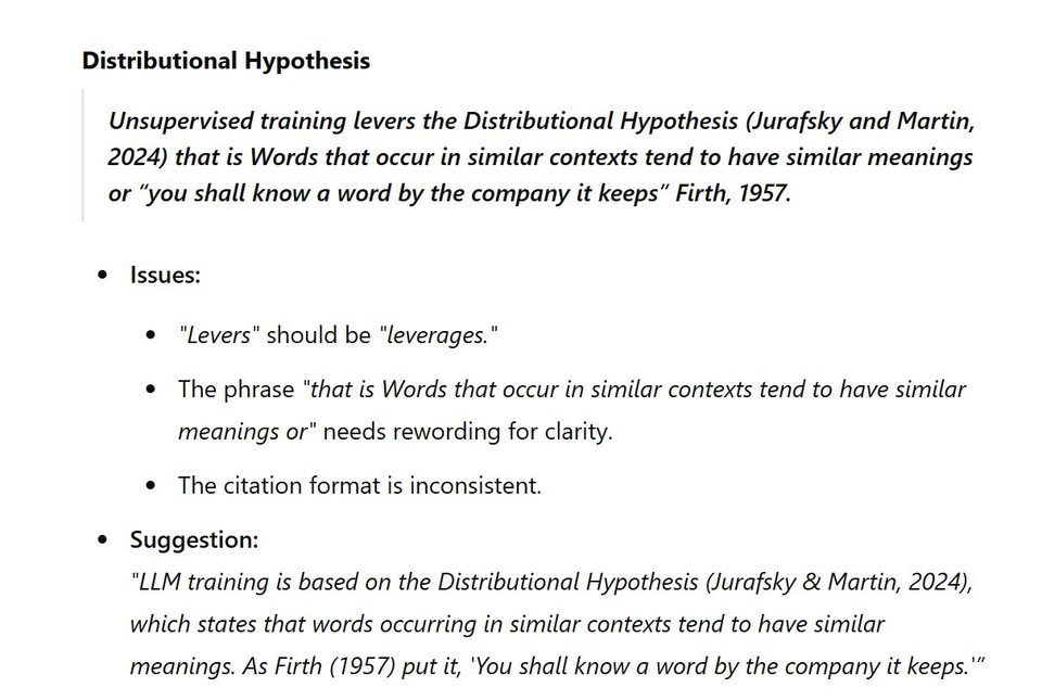Prompted text transformation screenshot from the text analytics assessment work.
