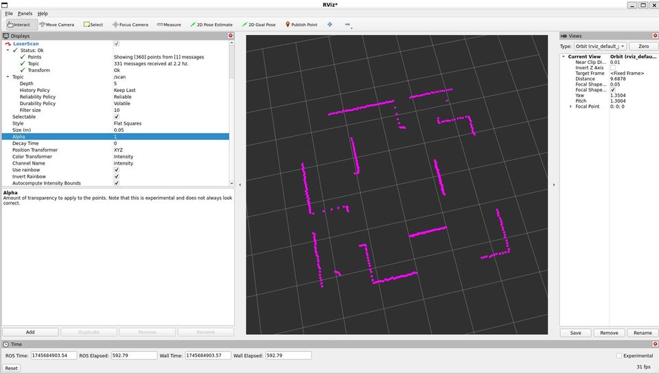 RViz screenshot from robotics assessment work during the MSc.